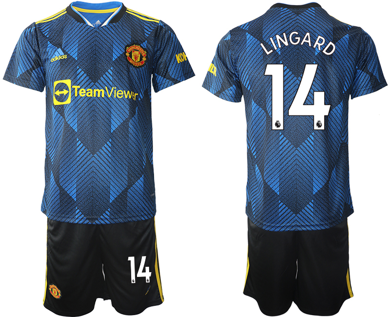 Men 2021-2022 Club Manchester United Second away blue #14 Soccer Jersey->manchester united jersey->Soccer Club Jersey